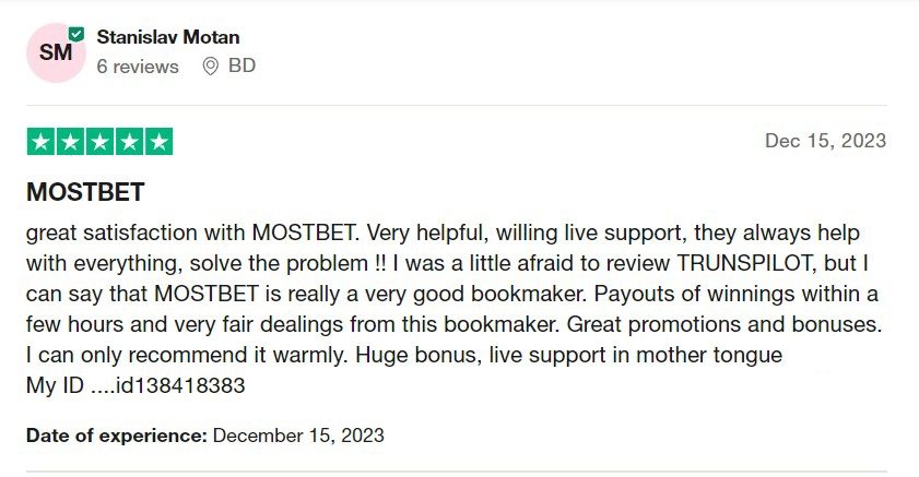 Mostbet Users Experience 5